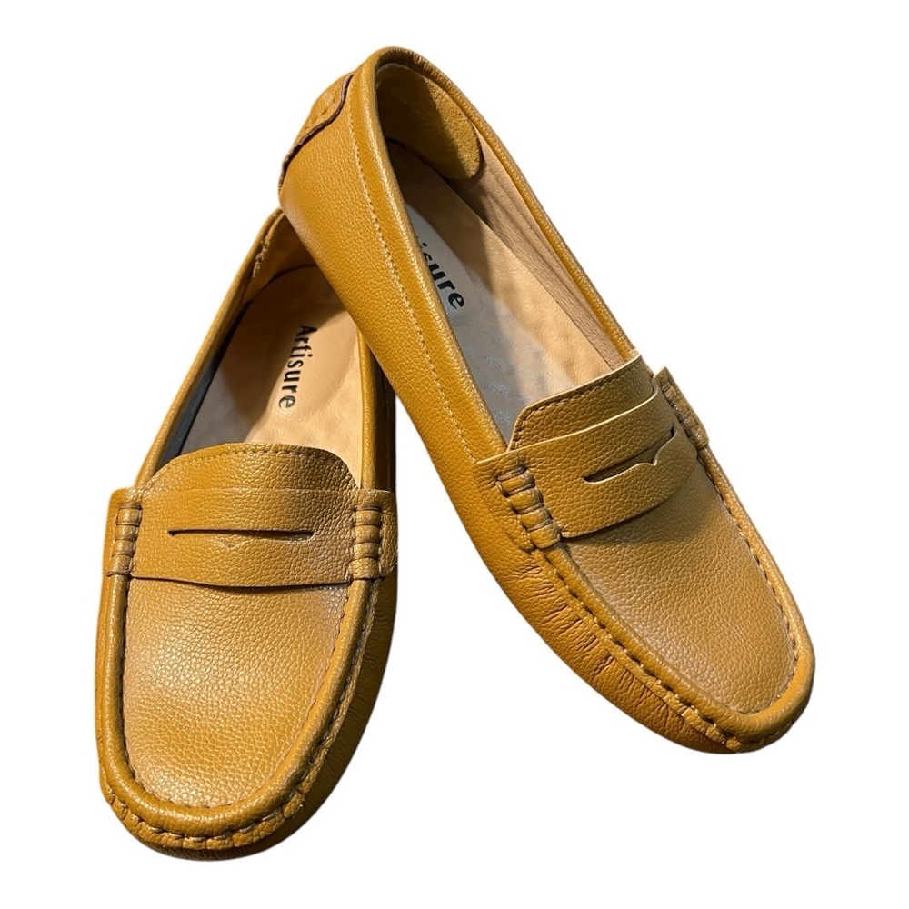 Artisure Tan Leather Driving Loafers Cushioned Insoles Size 8.5 - Picture 2 of 11
